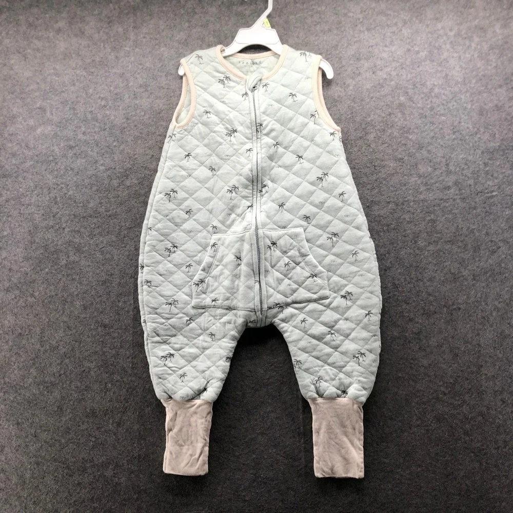 Tealbee Dreamsuit Toddler Sleep Sack with Feet 2T-3T Mint Sage Palm Tree Quilted
